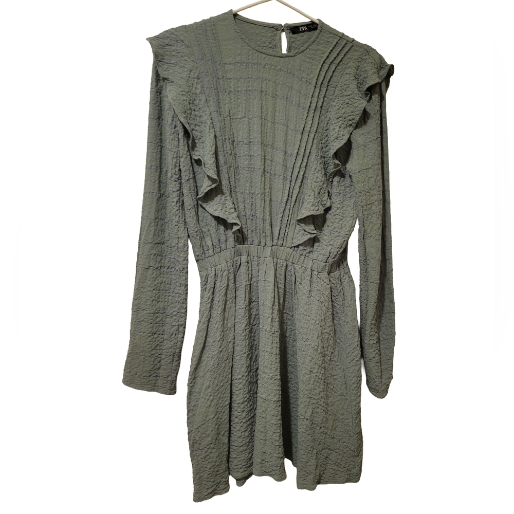 Zara Green Long Sleeve Flutter Sundress